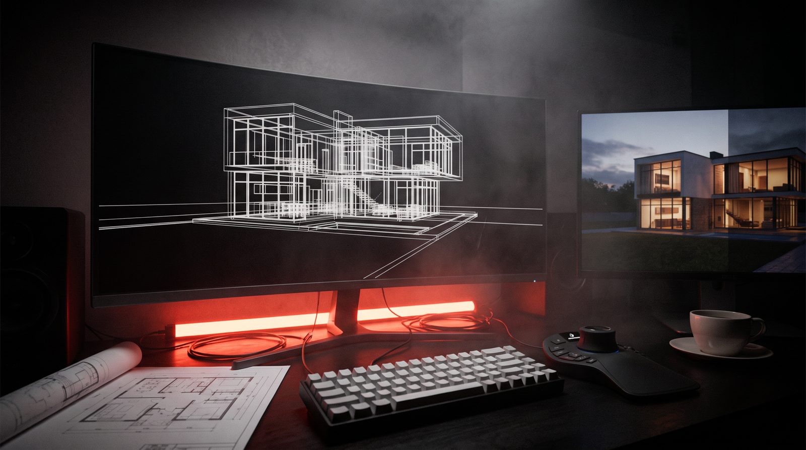 Render istasyonu: tel kafes modelden fotogerçekçi kareye